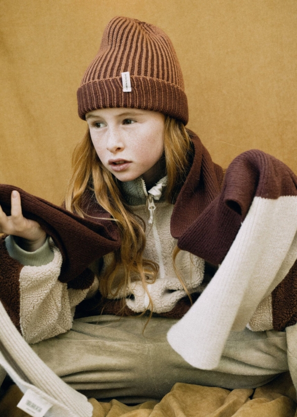 Gorro unisex Tao bicolor rojo lana merino