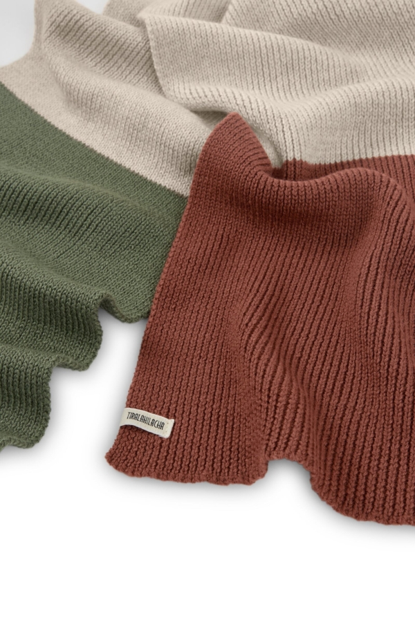 Bufanda Tayo tricolor beige lana merino