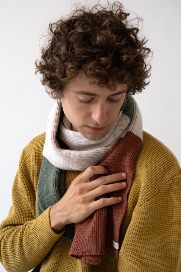 Bufanda Tayo tricolor beige lana merino