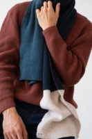 Bufanda Tayo tricolor azul lana merino