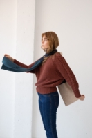 Bufanda Tayo tricolor azul lana merino