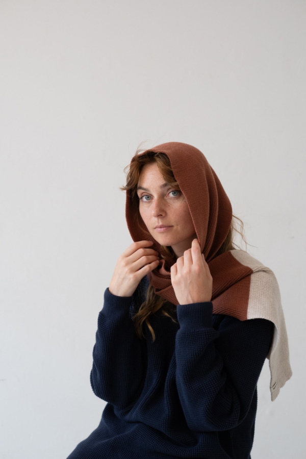 Bufanda Tayo tricolor roja lana merino