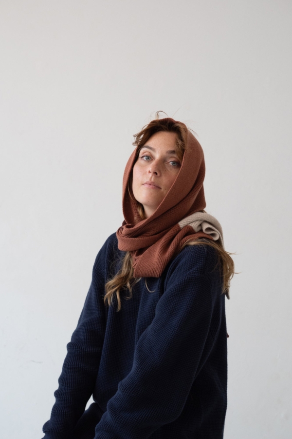 Bufanda Tayo tricolor roja lana merino