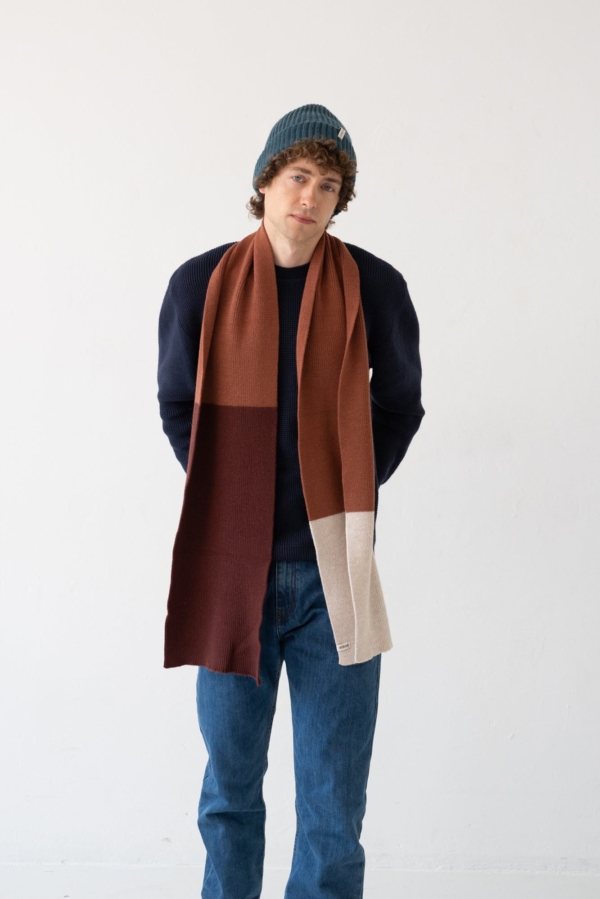 Bufanda Tayo tricolor rojo lana merino