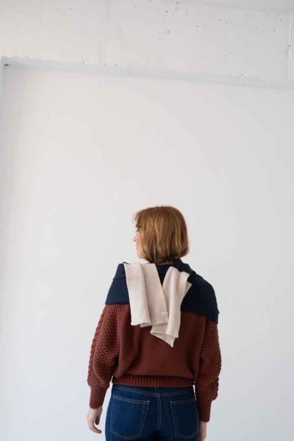 Bufanda Tayo bicolor azul lana merino