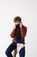 Bufanda Tayo bicolor azul lana merino