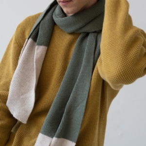Bufanda Tayo bicolor verde lana merino