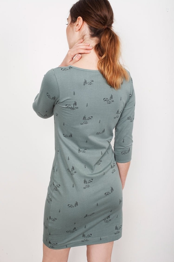 Vestido entallado Leia verde estampado