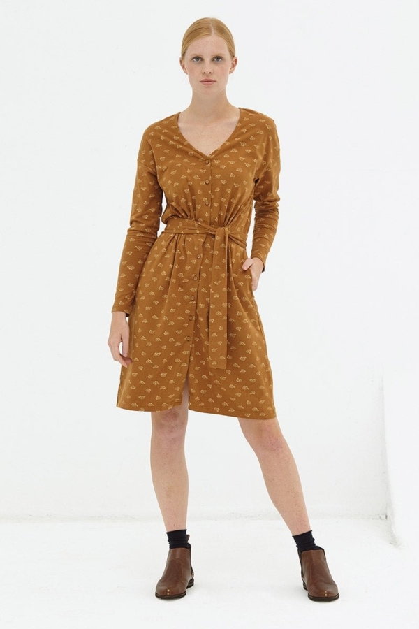 Vestido manga murciélago marrón Dana