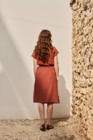 Falda Fely Rojo Rooibos de Lino y Algodón Orgánico