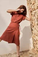 Falda Fely Rojo Rooibos de Lino y Algodón Orgánico