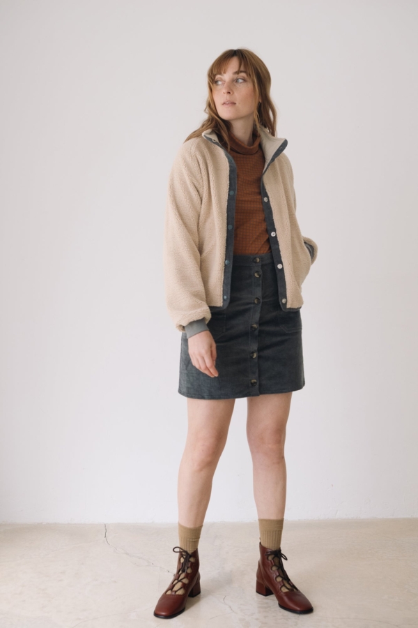 Falda pana algodón orgánico azul