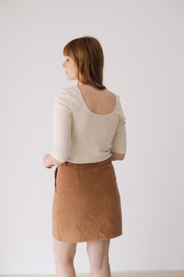 Falda pana algodón orgánico teja