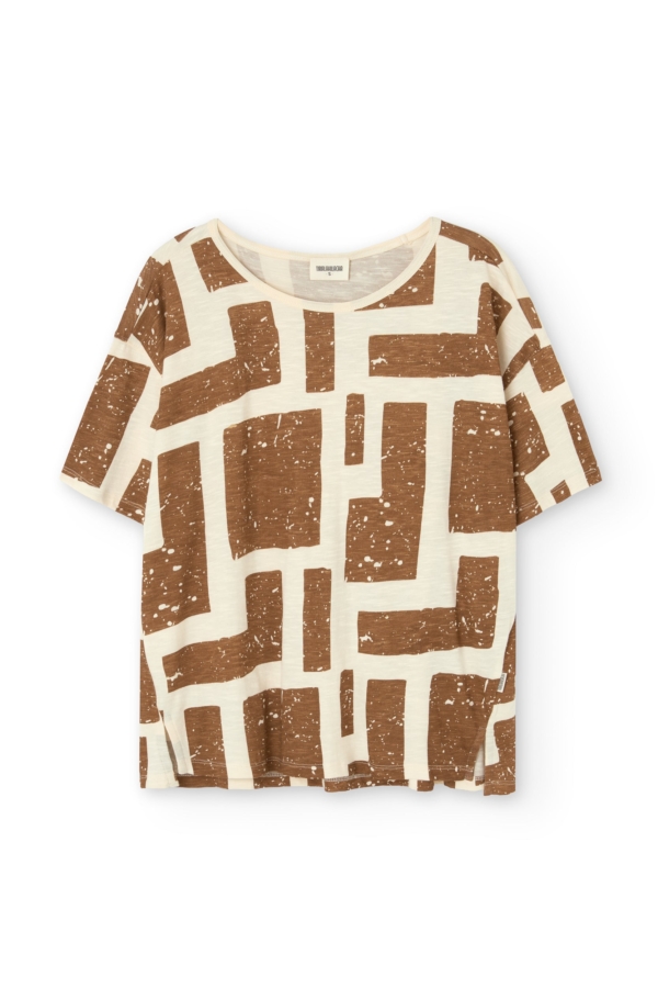 Camiseta fluida estampado marrón