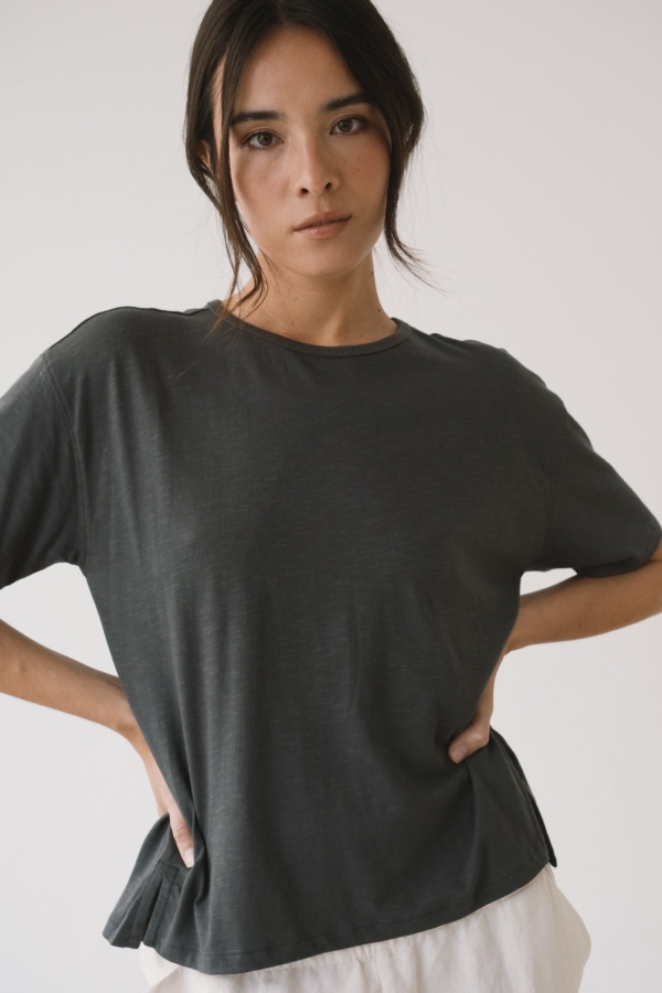 Camiseta fluida gris antracita