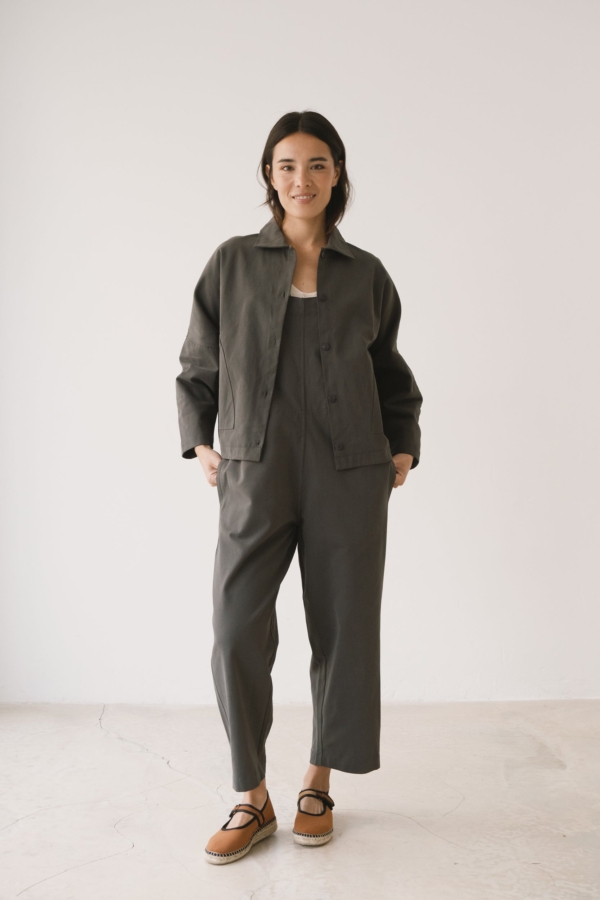 Chaqueta de sarga oversized gris