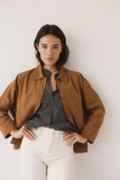 Chaqueta de sarga oversized marrón