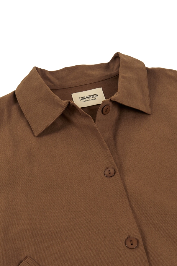 Chaqueta de sarga oversized marrón