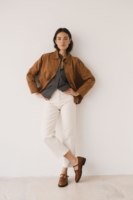 Chaqueta de sarga oversized marrón