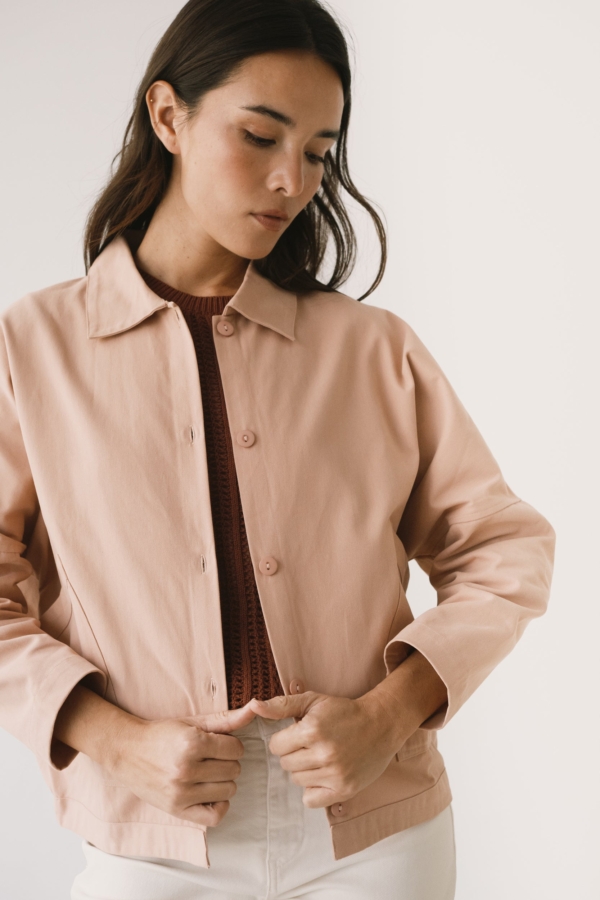 Chaqueta de sarga oversized rosa