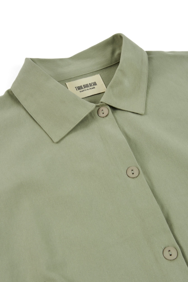 Chaqueta de sarga oversized verde salvia