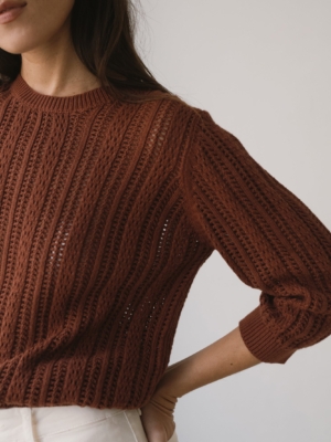 Jersey calado rojo arcilla