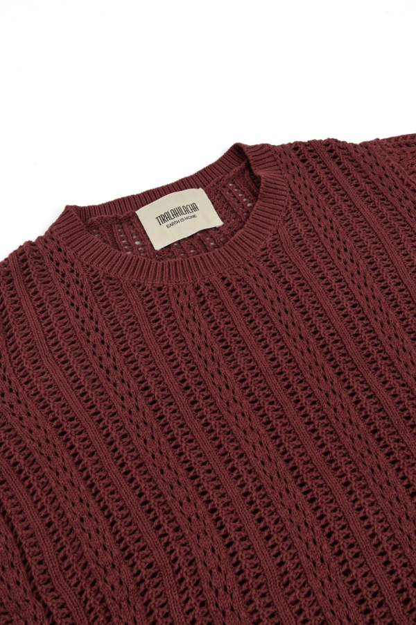 Jersey calado rojo arcilla