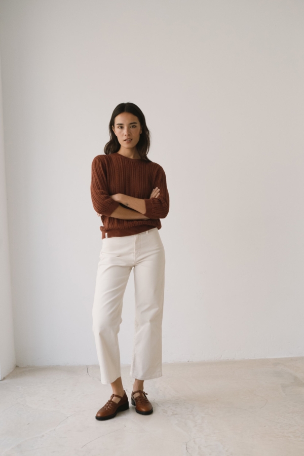 Jersey calado rojo arcilla