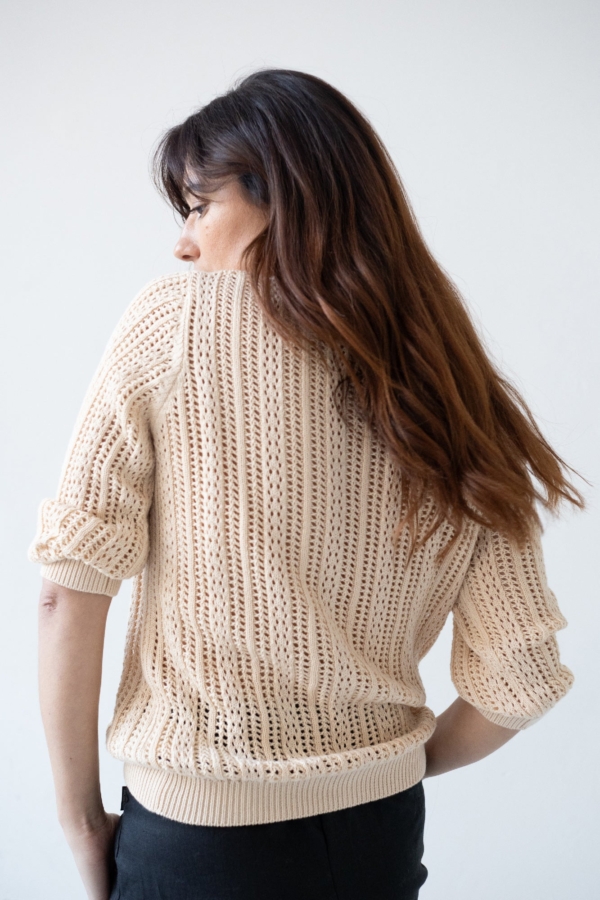 Cardigan Calado Bibi Beige