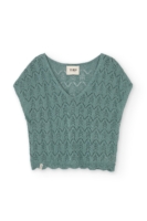 Top calado de tricot azul claro