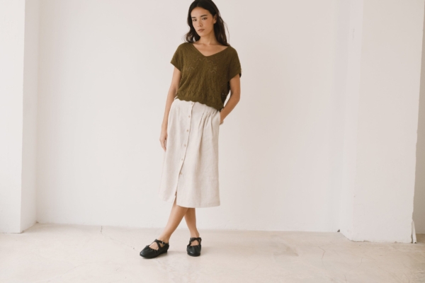 Top calado de tricot verde