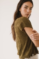Top calado de tricot verde