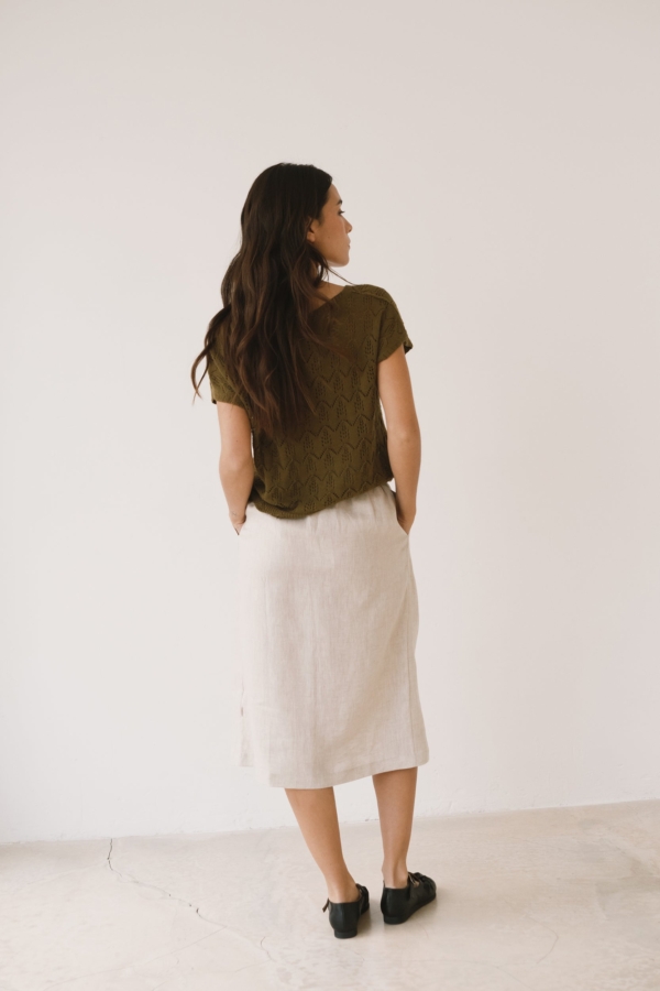 Top calado de tricot verde