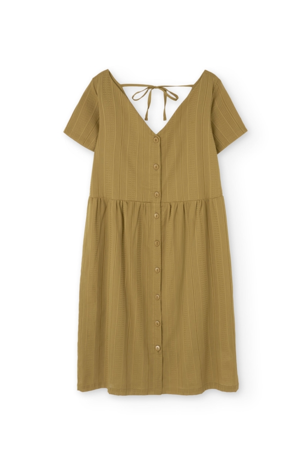 Vestido holgado con botones mostaza