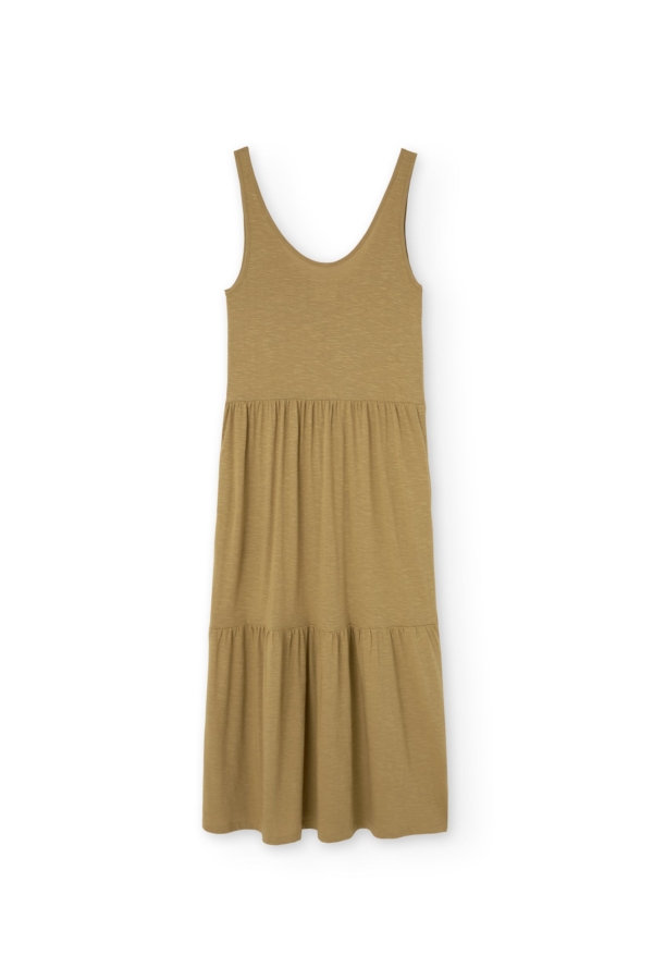 Vestido largo con volantes amarillo