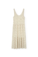 Vestido largo con volantes estampado verde