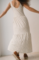 Vestido largo con volantes estampado verde