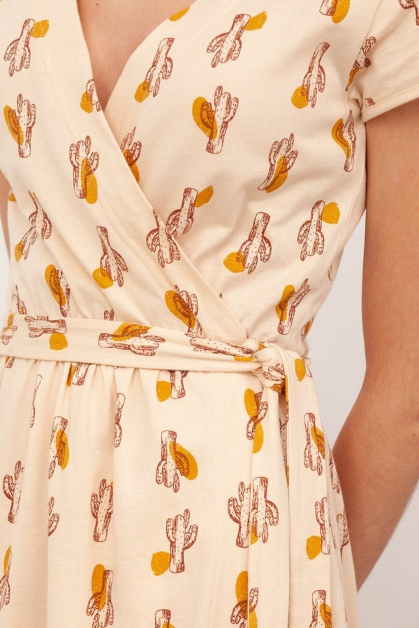 Vestido Abierto Cruzado cinturón Bruna Beige