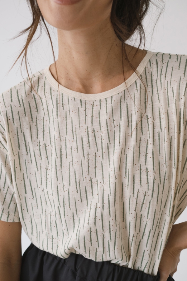 Camiseta fluida estampado verde