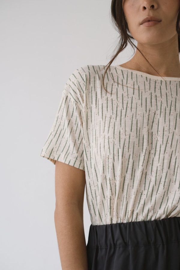 Camiseta fluida estampado verde