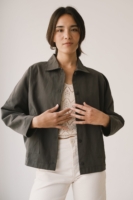 Chaqueta de sarga oversized gris