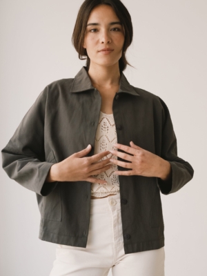 Chaqueta de sarga oversized gris