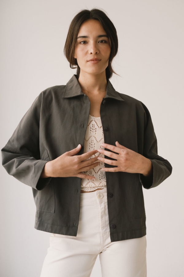 Chaqueta de sarga oversized gris