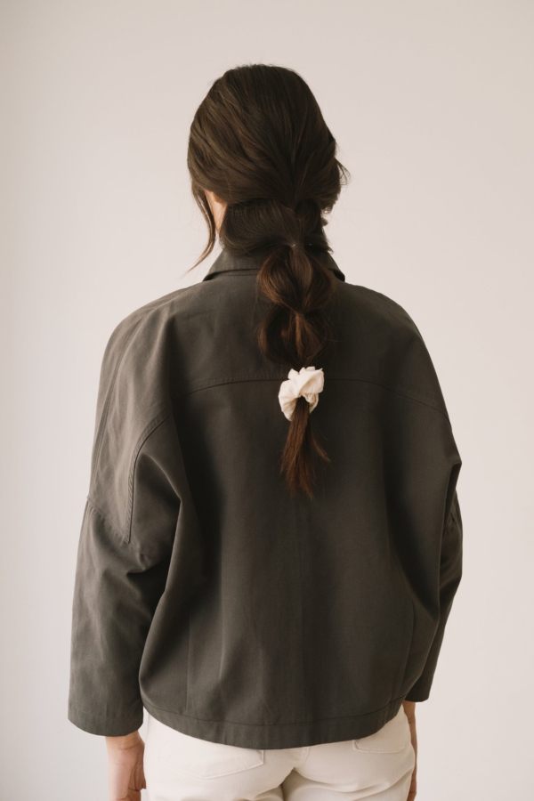 Chaqueta de sarga oversized gris