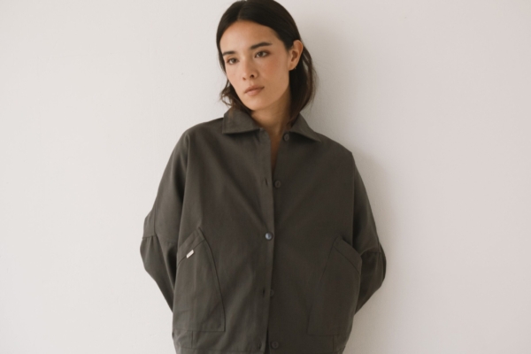 Chaqueta de sarga oversized gris
