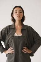 Chaqueta de sarga oversized gris