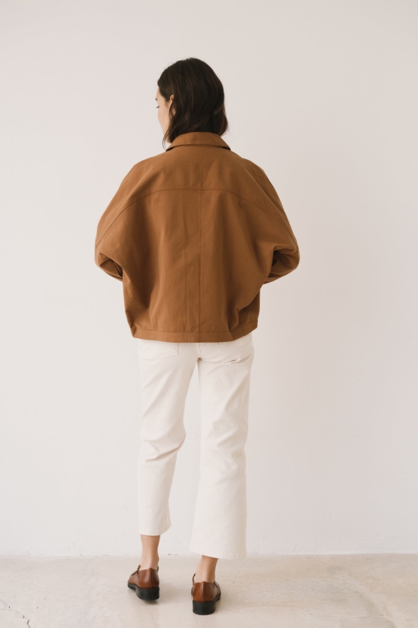 Chaqueta de sarga oversized marrón