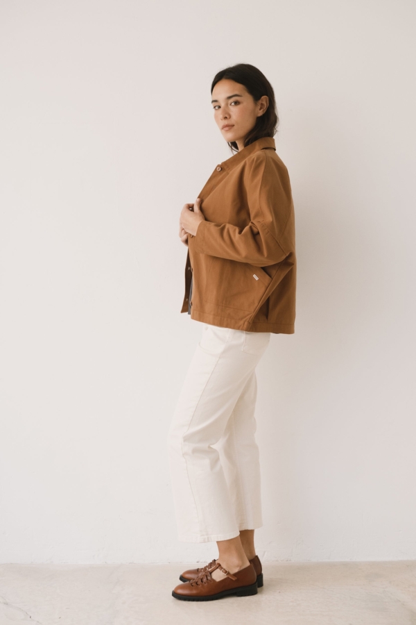 Chaqueta de sarga oversized marrón