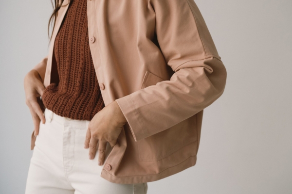 Chaqueta de sarga oversized rosa