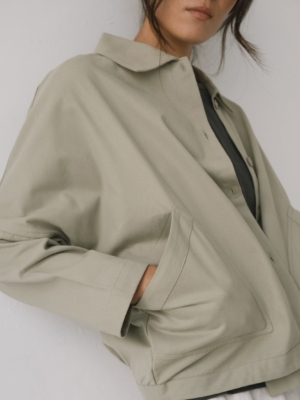 Chaqueta de sarga oversized verde salvia